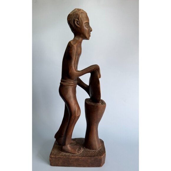 Vintage Hand-Carved Haitian Tribal Figurine Signed Simeon 16" Tall Solid Wood Sc - Picture 4 of 7